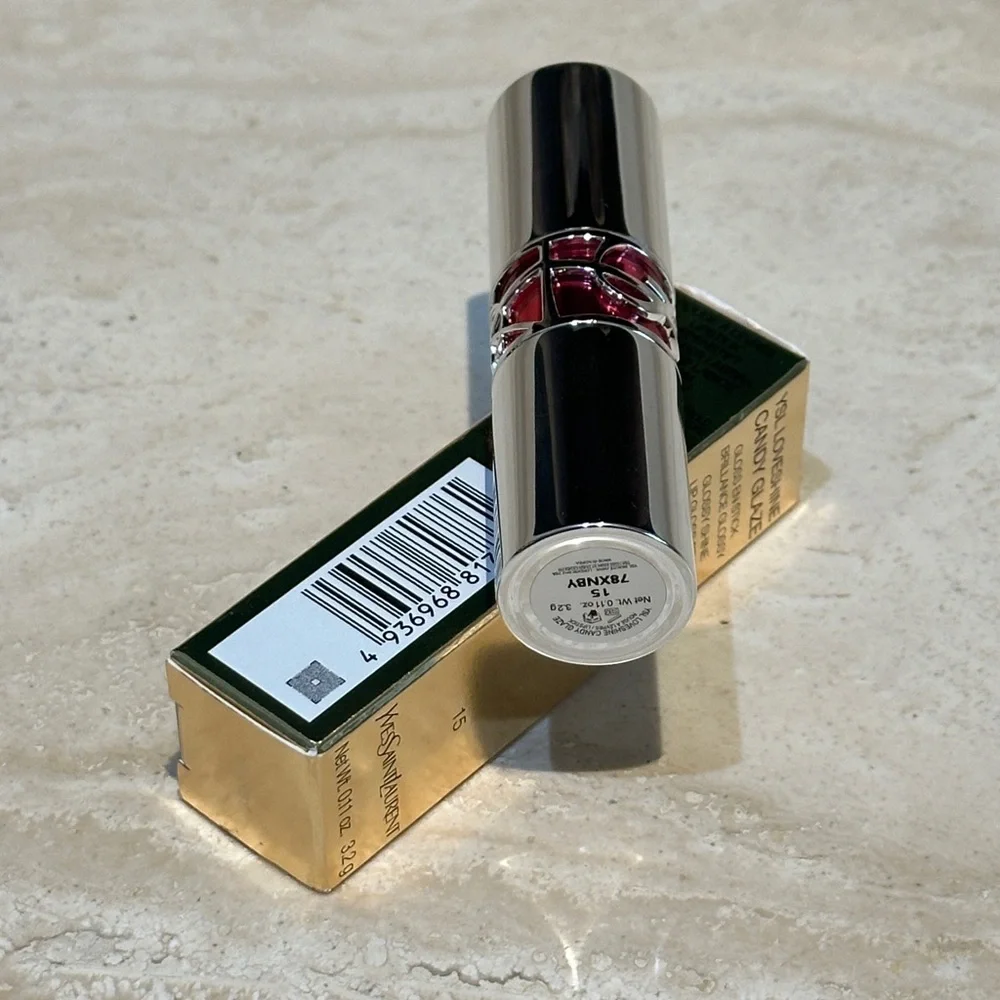 YSL Rouge Volupte Candy Glaze - Shade 15 Showcasing Nude